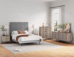 3-Piece DUMBO  5-Drawer Tall Dresser,  DUMBO 6-Drawer Double Low Dresser, and DUMBO Nightstand 2.0 in Rustic Grey 3-DB07-GY Manhattan Comfort