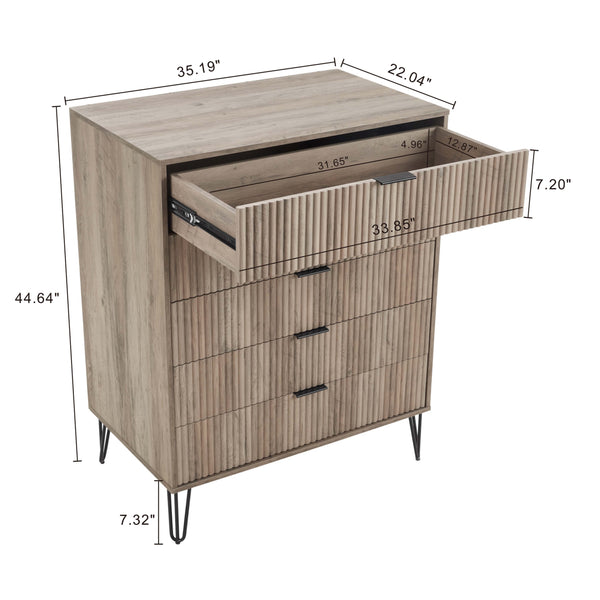 3-Piece DUMBO  5-Drawer Tall Dresser,  DUMBO 6-Drawer Double Low Dresser, and DUMBO Nightstand 2.0 in Rustic Grey 3-DB07-GY Manhattan Comfort