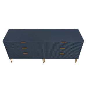 3-Piece DUMBO  5-Drawer Tall Dresser,  DUMBO 6-Drawer Double Low Dresser, and DUMBO Nightstand 2.0 in Midnight Blue 3-DB07-MB Manhattan Comfort
