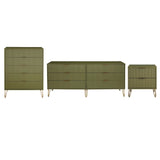 3-Piece DUMBO  5-Drawer Tall Dresser,  DUMBO 6-Drawer Double Low Dresser, and DUMBO Nightstand 2.0 in Olive Green 3-DB07-OG Manhattan Comfort