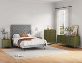 3-Piece DUMBO  5-Drawer Tall Dresser,  DUMBO 6-Drawer Double Low Dresser, and DUMBO Nightstand 2.0 in Olive Green 3-DB07-OG Manhattan Comfort