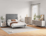 3-Piece DUMBO  5-Drawer Tall Dresser,  DUMBO 6-Drawer Double Low Dresser, and DUMBO Nightstand 2.0 in White and Grey 3-DB07-WG Manhattan Comfort