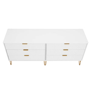 3-Piece DUMBO  5-Drawer Tall Dresser,  DUMBO 6-Drawer Double Low Dresser, and DUMBO Nightstand 2.0 in White 3-DB07-WH Manhattan Comfort