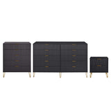 3-Piece DUMBO  5-Drawer Tall Dresser,  DUMBO 10-Drawer Double Tall Dresser, and DUMBO Nightstand 2.0 in Black 3-DB08-BK Manhattan Comfort