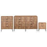 3-Piece DUMBO  5-Drawer Tall Dresser,  DUMBO 10-Drawer Double Tall Dresser, and DUMBO Nightstand 2.0 in Golden Brown 3-DB08-GB Manhattan Comfort