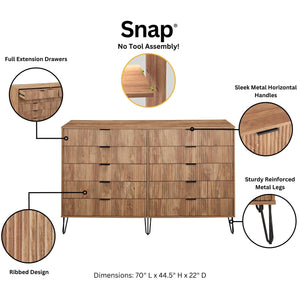 3-Piece DUMBO  5-Drawer Tall Dresser,  DUMBO 10-Drawer Double Tall Dresser, and DUMBO Nightstand 2.0 in Golden Brown 3-DB08-GB Manhattan Comfort