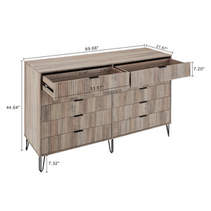 3-Piece DUMBO  5-Drawer Tall Dresser,  DUMBO 10-Drawer Double Tall Dresser, and DUMBO Nightstand 2.0 in Rustic Grey 3-DB08-GY Manhattan Comfort