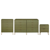 3-Piece DUMBO  5-Drawer Tall Dresser,  DUMBO 10-Drawer Double Tall Dresser, and DUMBO Nightstand 2.0 in Olive Green 3-DB08-OG Manhattan Comfort