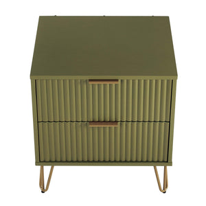 3-Piece DUMBO  5-Drawer Tall Dresser,  DUMBO 10-Drawer Double Tall Dresser, and DUMBO Nightstand 2.0 in Olive Green 3-DB08-OG Manhattan Comfort