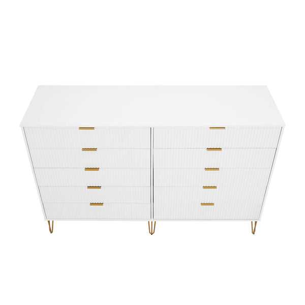3-Piece DUMBO  5-Drawer Tall Dresser,  DUMBO 10-Drawer Double Tall Dresser, and DUMBO Nightstand 2.0 in White 3-DB08-WH Manhattan Comfort