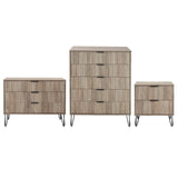 3-Piece DUMBO  5-Drawer Tall Dresser,  DUMBO 3-Drawer Standard Dresser, and DUMBO Nightstand 2.0 in Rustic Grey 3-DB09-GY Manhattan Comfort