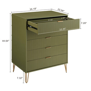 3-Piece DUMBO  5-Drawer Tall Dresser,  DUMBO 3-Drawer Standard Dresser, and DUMBO Nightstand 2.0 in Olive Green 3-DB09-OG Manhattan Comfort