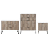 3-Piece DUMBO  5-Drawer Tall Dresser,  DUMBO 3-Drawer Standard Dresser, and DUMBO Nightstand 2.0 in White and Grey 3-DB09-WG Manhattan Comfort