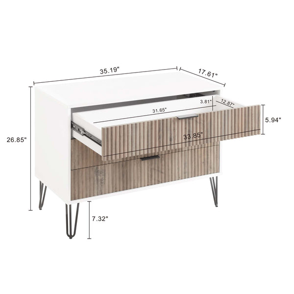 3-Piece DUMBO  5-Drawer Tall Dresser,  DUMBO 3-Drawer Standard Dresser, and DUMBO Nightstand 2.0 in White and Grey 3-DB09-WG Manhattan Comfort