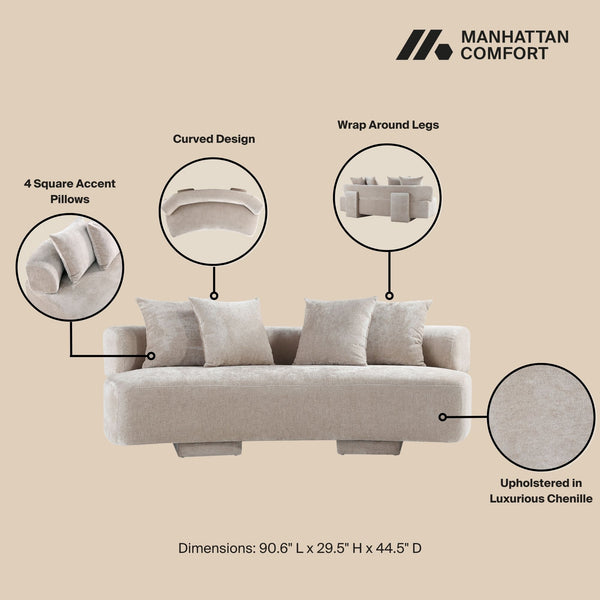3-Piece Verandah  90.6" Sofa, and 2 Accent Chairs in Beige 3-LSAC1769-BE Manhattan Comfort