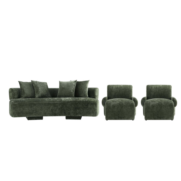 3-Piece Verandah  90.6" Sofa, and 2 Accent Chairs in Olive Green 3-LSAC1769-OG Manhattan Comfort