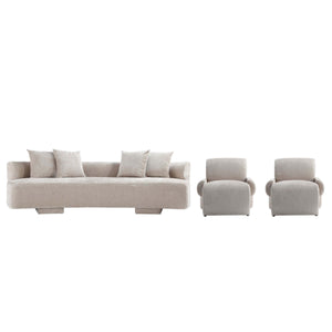 3-Piece Verandah  112" XL Sofa, and 2 Accent Chairs in Beige 3-SFAC1669-BE Manhattan Comfort