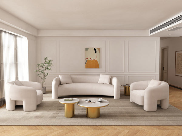 3-Piece Sylvia Sofa and Accent Chair in Angora 3-SFAC1770-AN Manhattan Comfort