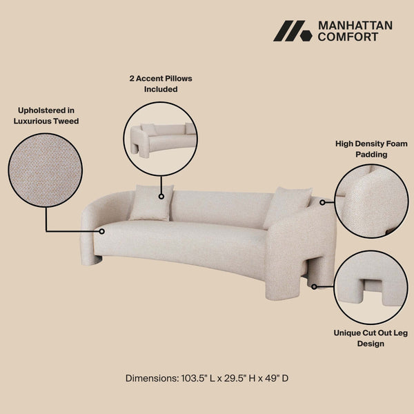 3-Piece Sylvia Sofa and Accent Chair in Gold Dust 3-SFAC1770-GD Manhattan Comfort