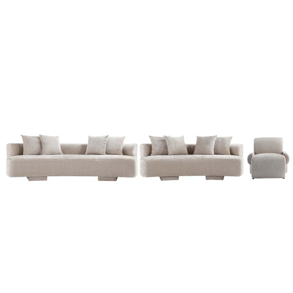 3-Piece Verandah 90.6" Sofa, 112" XL Sofa, and Accent Chair in Beige 3-SFLSAC17-BE Manhattan Comfort