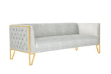 Manhattan Comfort Vector Mid-Century Modern 3 Piece - Sofa and Arm Chair Set Grey and Gold 3-SS548-GY