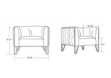 Manhattan Comfort Vector Mid-Century Modern 3 Piece - Sofa and Arm Chair Set Ocean Blue and Gold 3-SS548-OB