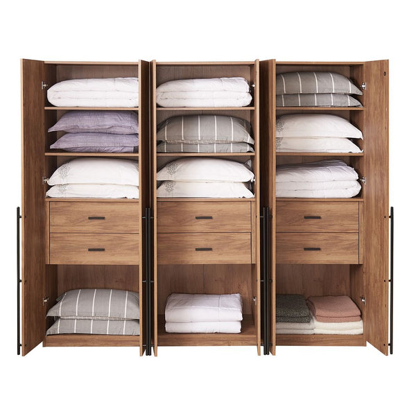 Lee Wardrobe Closet 1.0 in Golden Brown - Set of 3 3-WC001-GB Manhattan Comfort