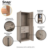 Lee 3-Piece Module Wardrobe Closet in Rustic Grey 3-WC00123-GY Manhattan Comfort