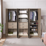 Lee 3-Piece Module Wardrobe Closet in Rustic Grey 3-WC00123-GY Manhattan Comfort