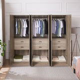 Lee Wardrobe Closet 2.0 in Rustic Grey - Set of 3 3-WC002-GY Manhattan Comfort