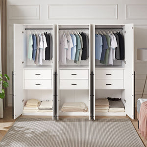 Lee Wardrobe Closet 2.0 in White - Set of 3 3-WC002-WH Manhattan Comfort