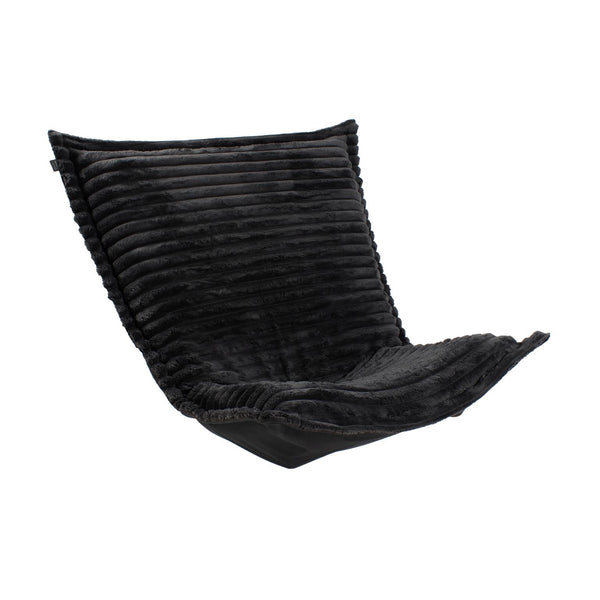 Howard Elliott Puff Luxurious Faux Fur Chair Cover – Hand-sewn Design With Unique Ribbed Texture For Ultimate Comfort Black 100% Polyester C300-1343-howard-elliott