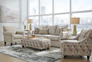 Fusion Tony Linen Sofa With Flared Arms, Reversible Cushions, Wood Legs & Stylish Accent Pillows Linen S ,100% Polyester 3000-00kp Tony Linen Sofa