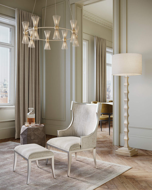 Currey & Company Kendall Octagonal Oak Accent Table with Wire-Brushed Gray Finish and Brass Plinth Base 3000-0224
