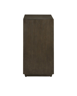 Currey & Company Kendall Oak Chest with Faceted Drawer Fronts Wire-Brushed Gray Finish Brass Pulls 3000-0226