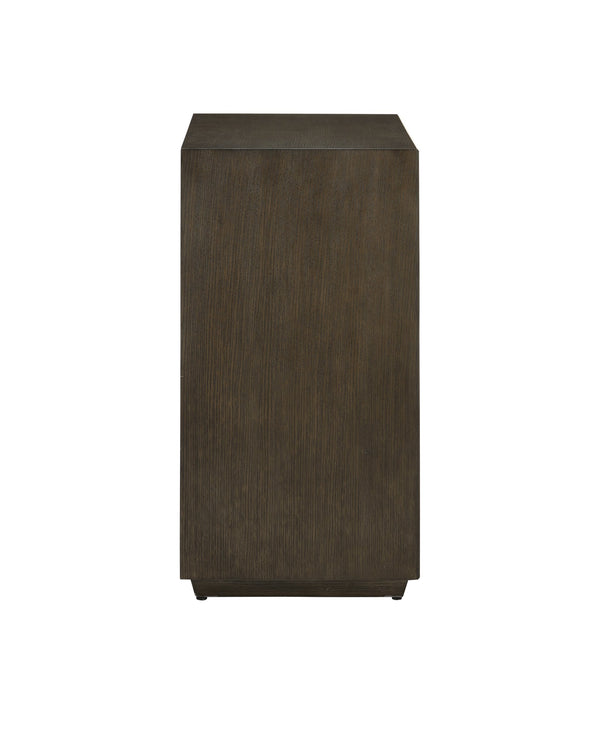 Currey & Company Kendall Oak Chest with Faceted Drawer Fronts Wire-Brushed Gray Finish Brass Pulls 3000-0226