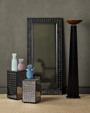 Currey & Company Mosaico Antique Mirror Mosaic Accent Table Mango Wood Frame Glam Artisan Decor 3000-0328