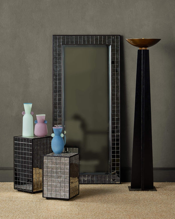 Currey & Company Mosaico Antique Mirror Mosaic Accent Table Mango Wood Frame Glam Artisan Decor 3000-0328
