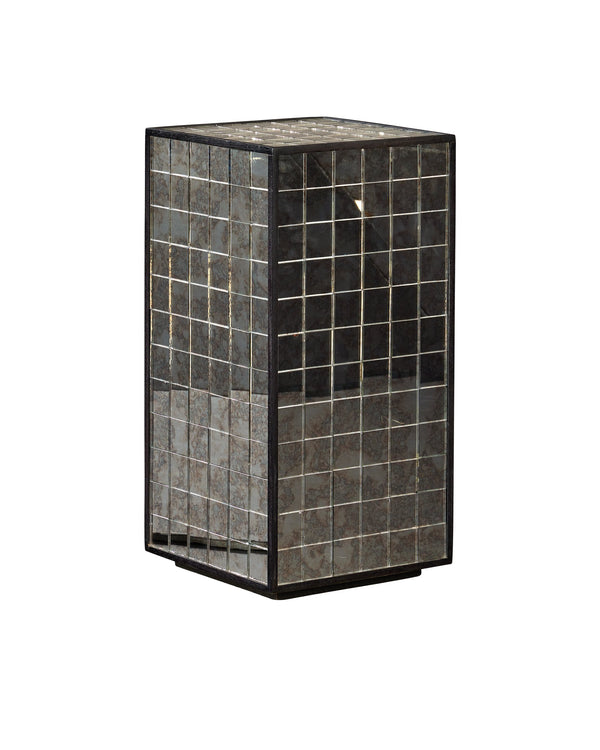 Currey & Company Mosaico Antique Mirror Tile Pedestal Stand Handcrafted Mango Wood Accent Display 3000-0329
