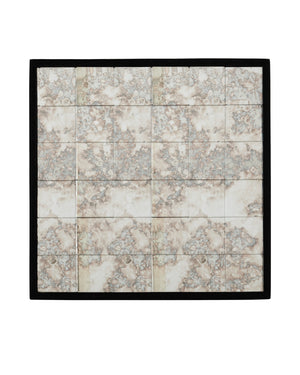 Currey & Company Mosaico Antique Mirror Tile Pedestal Stand Handcrafted Mango Wood Accent Display 3000-0329