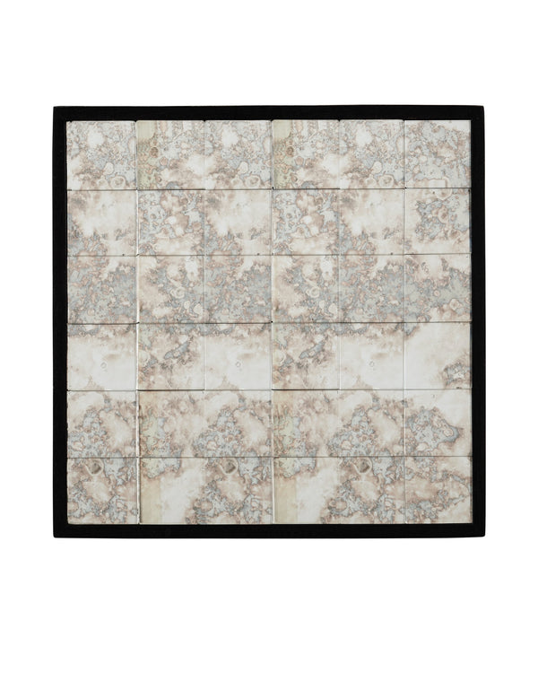 Currey & Company Mosaico Antique Mirror Tile Pedestal Stand Handcrafted Mango Wood Accent Display 3000-0329