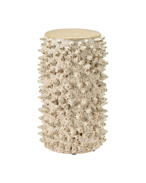 Currey & Company Relic Sand Handcrafted Coastal Accent Table Ivory Ceramic Artisan Organic Decor 3000-0333