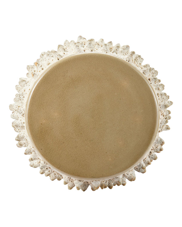 Currey & Company Relic Sand Handcrafted Coastal Accent Table Ivory Ceramic Artisan Organic Decor 3000-0333