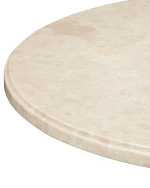 Currey & Company Tassel Carved Mindi Wood Round Marble Top Accent Table with Brushed Brass Detail 3000-0334