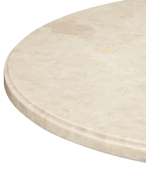 Currey & Company Tassel Carved Mindi Wood Round Marble Top Accent Table with Brushed Brass Detail 3000-0334