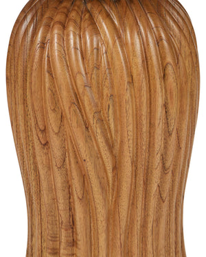 Currey & Company Tassel Carved Mindi Wood Round Marble Top Accent Table with Brushed Brass Detail 3000-0334