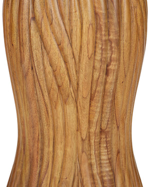 Currey & Company Tassel Round Marble Top Entry Table with Hand-Carved Mindi Wood Base Brushed Brass Accent 3000-0335