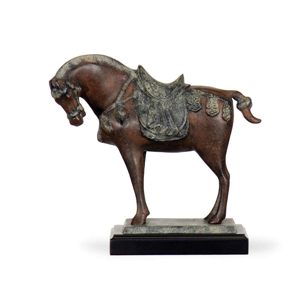 Wildwood Tang Horse Alloy Tang Dynasty Replica Sculpture — Hand‑Colored, Compact 10" Display For Elegant Home Decor And Symbolic Power 300036