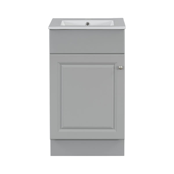 English Elm [video] Compact Sage Green Bathroom Vanity with Ceramic Sink Soft Close Cabinet Grey N759P237932E
