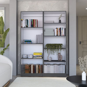 English Elm 2 Piece Bookcase Set with 9 Shelves – Matte Finish Storage Cabinets, Durable Particleboard, Modern Chic Appeal Multicolor 45 L x 29 W x 4 H B070S00219